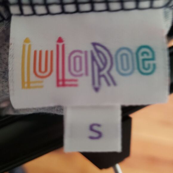 NWT LuLaRoe Azure Skirt Women’s Small Twirl Skirt Blue Tan Stretchy - Picture 4 of 5